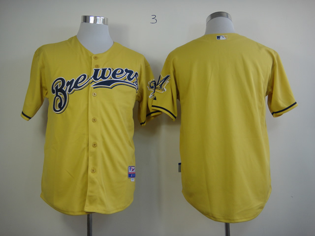 Men Milwaukee Brewers Blank Yellow MLB Jerseys